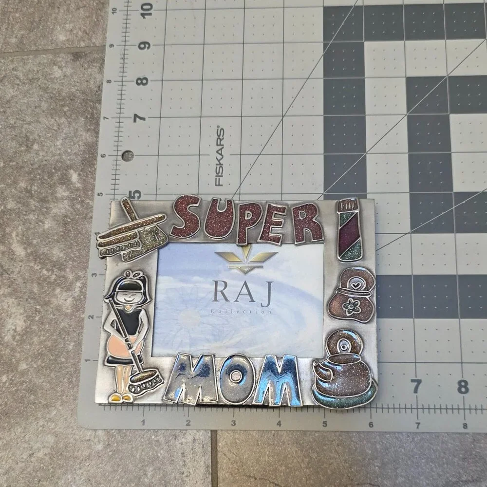 Vintage super mom I Love My Mommy Picture Frame Home Decor Colorful Gift 3x6